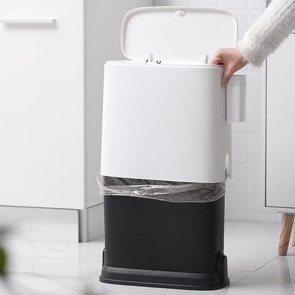 🗑️ Push-Type Bathroom Bin with Side Bin Bag Storage – 10L