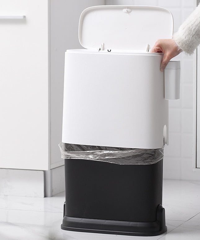 🗑️ Push-Type Bathroom Bin with Side Bin Bag Storage – 10L