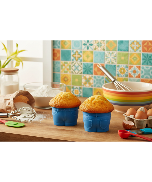 Jeans-Shaped Muffin Mould 🩳 – Silicone, A Literal Muffin Top!