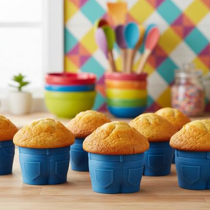 Jeans-Shaped Muffin Mould 🩳 – Silicone, A Literal Muffin Top!