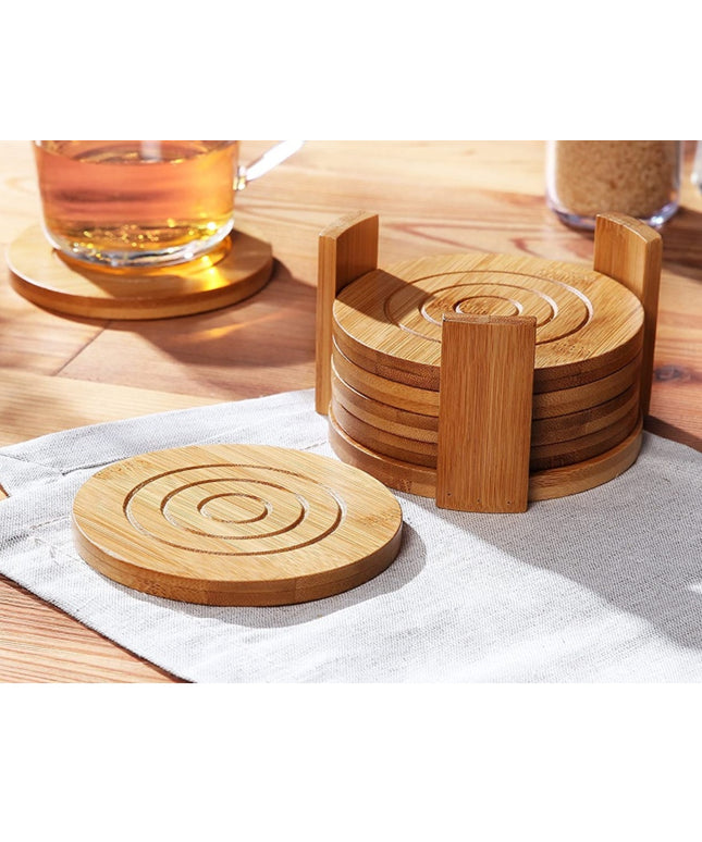 Set of 6 Chinese Style Bamboo Thermal Coasters – Heat Resistant & Eco-Friendly