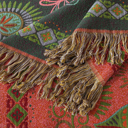 Paisley Cotton Gauze Blanket | Floral Summer Tassel Throw