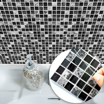Black Mosaic Tile Stickers — Geometric PVC Wall Decals