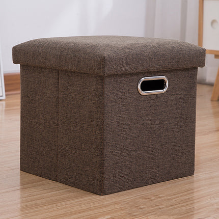 Storage Stool with Lid Linen Foldable Storage Box Seat