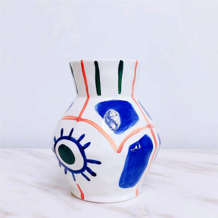 Hand-Painted Abstract Floor Vase – Bold Artistic Statement Piece