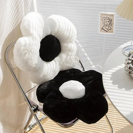 Flower Shaped Plush Cushion – Green or Black Petals | Super Soft Pillow