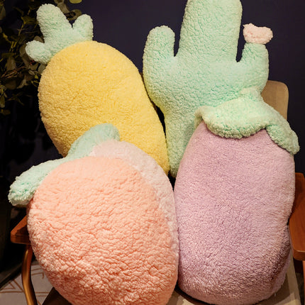 Novelty Plush Cushion | Cute Fruit & Vegetable Pillow 🍆