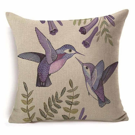 Bird Cushion Covers – Colourful Parakeet & Branch Pattern