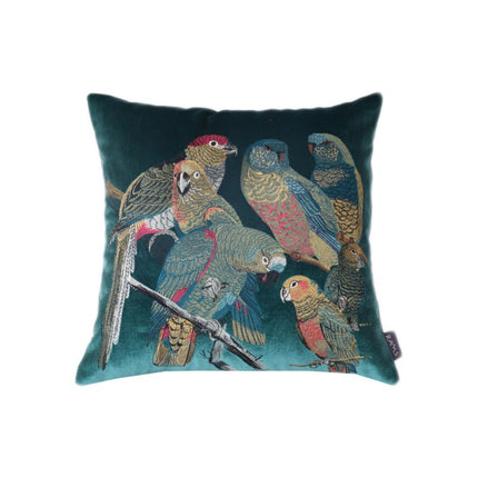 Luxury Parrot Embroidered Cushion – Deep Forest Green 🦜🌿