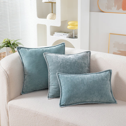 Chenille Cushion Covers with Embroidered Wool Edge