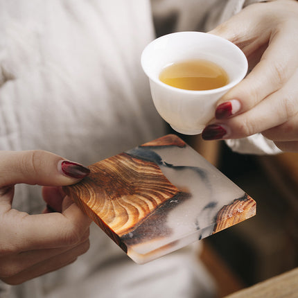 Handmade Wood Resin Coasters | Artistic Pine Drink Mats