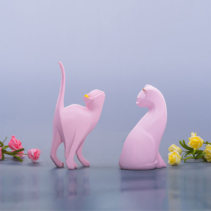 Pink Gold Cat Ornament | Nordic Resin Home Décor
