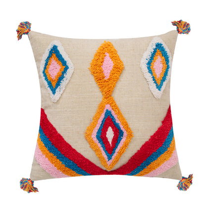 Boho Geometric Tassel Cushion Cover | Bright Boho Pillow Cover