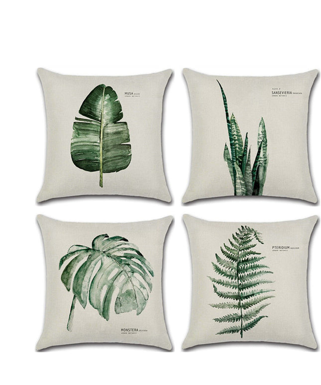 Flax Leaf Cushion Cover 45x45 | Minimalist Botanical