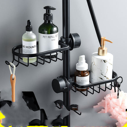 Aluminium Bathroom Shower Storage Rack — Elegant Black