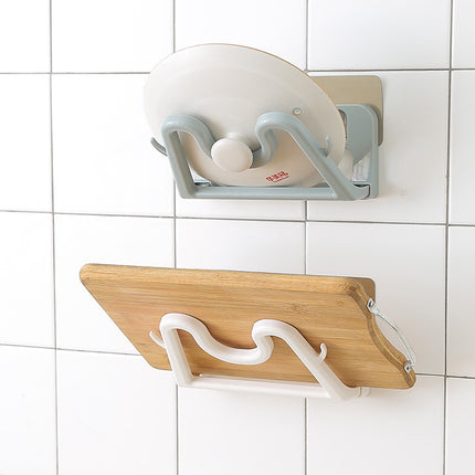 Punch-Free Kitchen Wall Rack – Utensils, Lids, Boards | Beige, Black, Blue