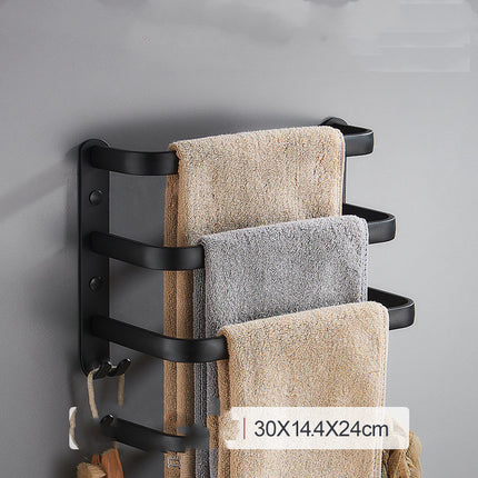 🖤 Light Luxury Black Aluminium Towel Rack – Single / Double / Triple Layer