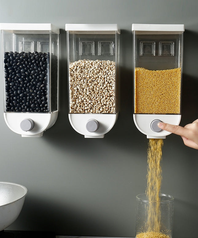 Wall Mounted Cereal Dispenser Airtight Grain Storage Box
