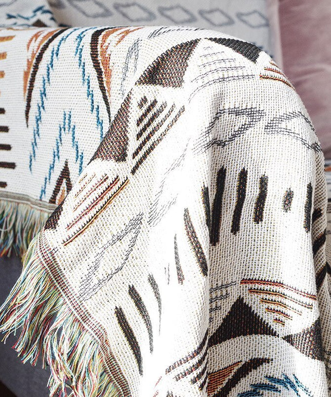 Double-Sided Geometric Boho Woven Blanket