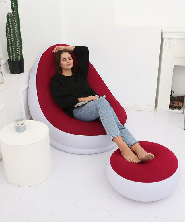 Inflatable Lounge Chair & Footstool | Cosy Foldable Chill Seat