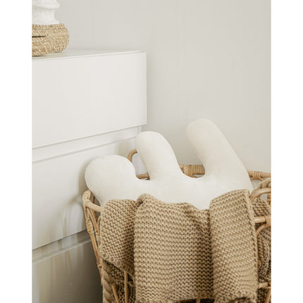 White Cream Geometric Plush Cushion 30x50 – Soft Modern Decorative Pillow