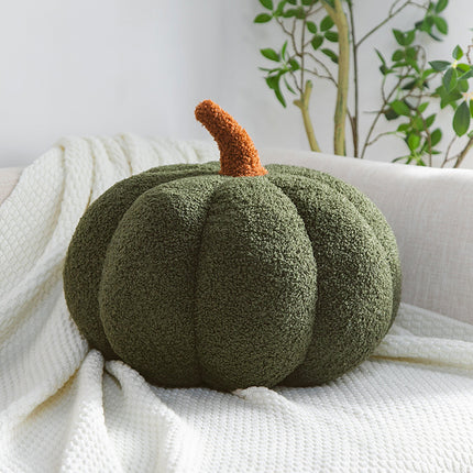 Fleece Small Pumpkin Sofa Cushion – in Citrus Orange, Milky White & Brown