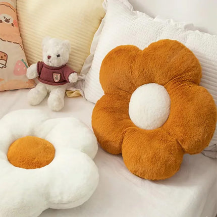 Flower Shaped Plush Cushion – Green or Black Petals | Super Soft Pillow