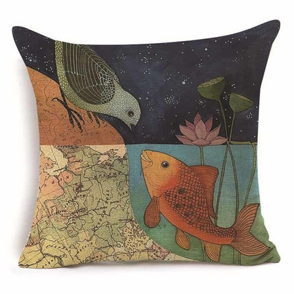 Bird Cushion Covers – Colourful Parakeet & Branch Pattern