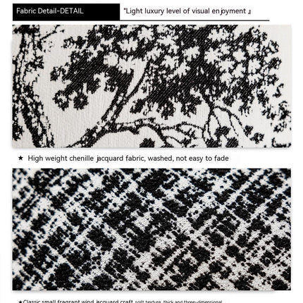 French Classic Velvet Cushion Cover – Black & White Sketch Design, 45x45cm
