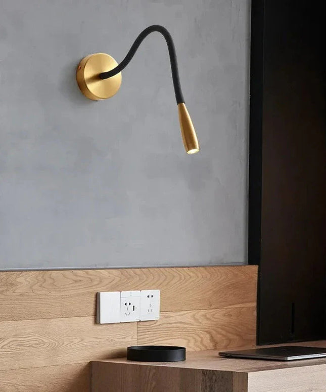 Hose LED Wall Lamp – Flexible Adjustable Black & Gold Light