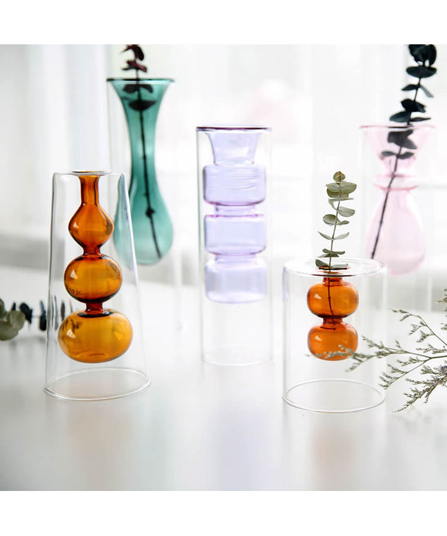 Double Glass Vase – Colour-Shift Transparent Statement Décor