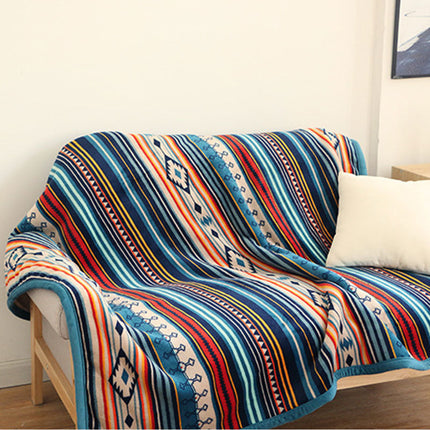 Boho-Style Double-Sided Coral and Sherpa Fleece Blanket