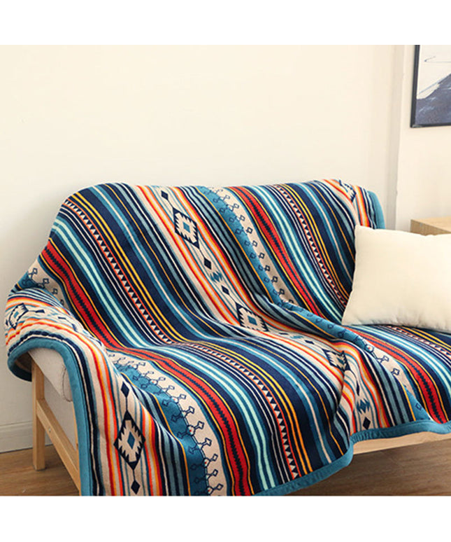 Boho-Style Double-Sided Coral and Sherpa Fleece Blanket
