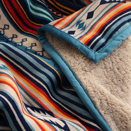 Boho-Style Double-Sided Coral and Sherpa Fleece Blanket