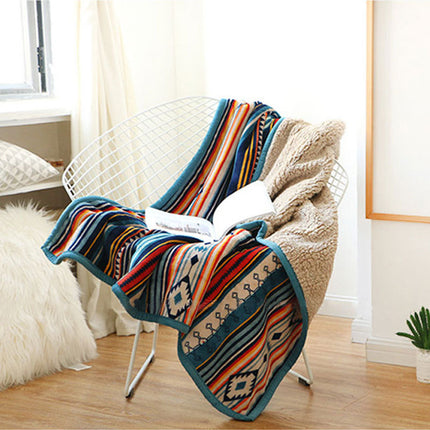 Boho-Style Double-Sided Coral and Sherpa Fleece Blanket