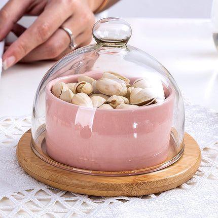 Ceramic Fruit Bowl With Lid Dessert Bowl Cake Baking Bowl Pudding Cup Ice Cream Cup