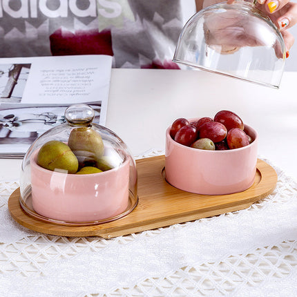 Ceramic Fruit Bowl With Lid Dessert Bowl Cake Baking Bowl Pudding Cup Ice Cream Cup