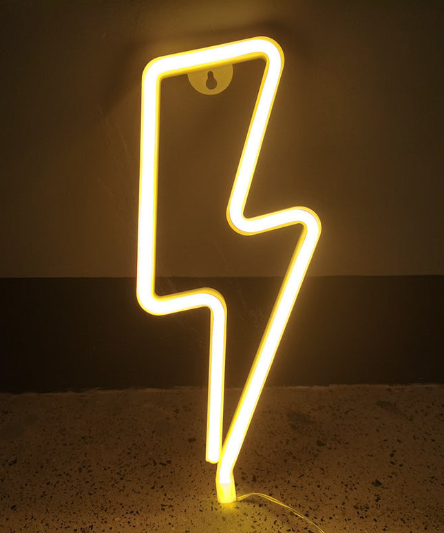 Neon Lightning Bolt Light – Colourful LED Wall Décor | Ikeame