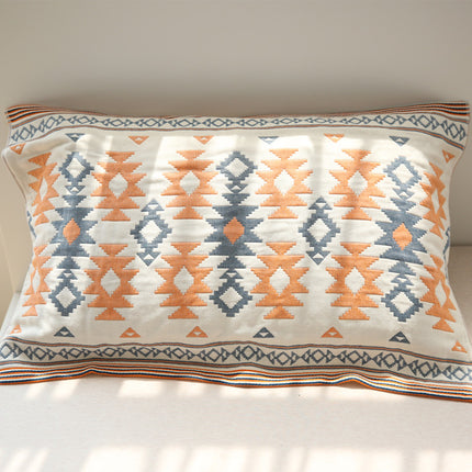 100% Cotton Embroidered Geometric Boho Pillowcase