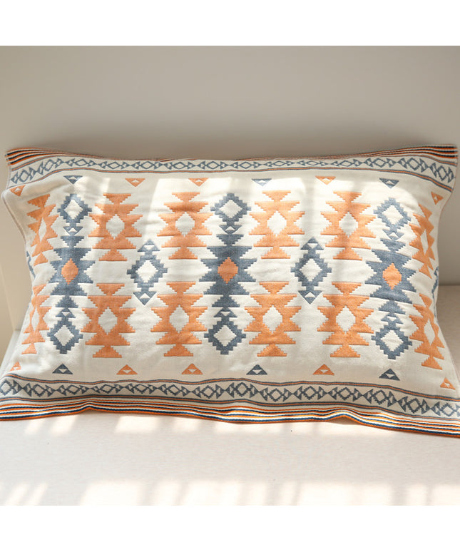 100% Cotton Embroidered Geometric Boho Pillowcase
