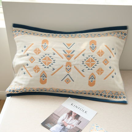 100% Cotton Embroidered Geometric Boho Pillowcase