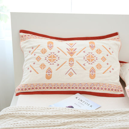 100% Cotton Embroidered Geometric Boho Pillowcase
