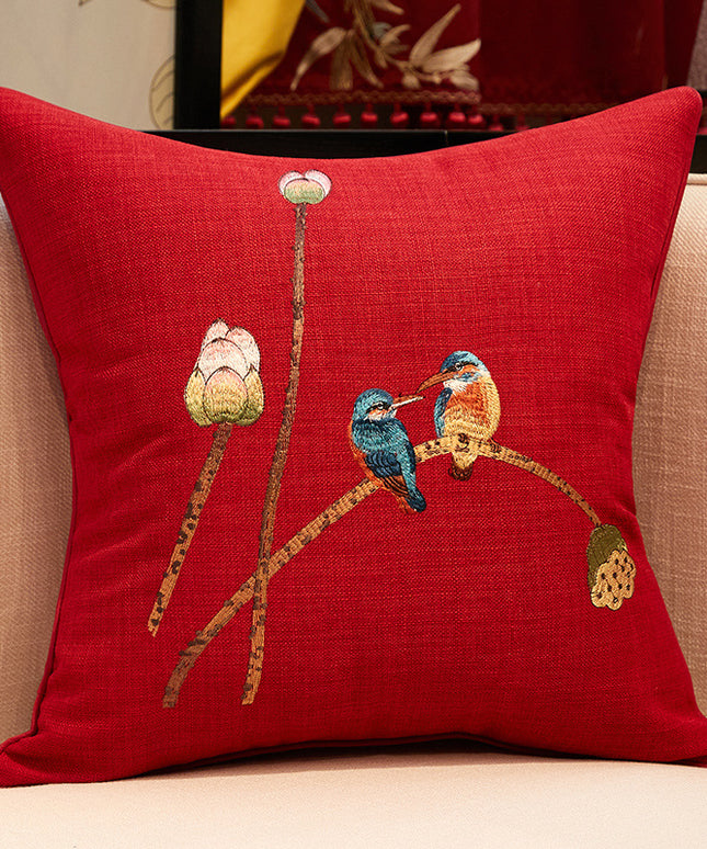Embroidered Kingfisher Cushion Cover | Luxury Pillowcase