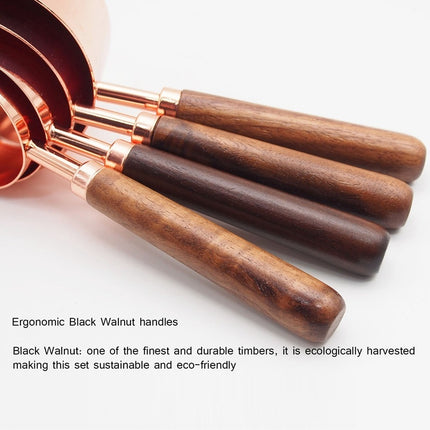 Luxury Measuring Cup Set – Stainless Steel with Copper Plating & Oak Handles | 4 Sizes