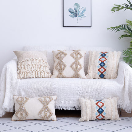 Tufted Moroccan Cushion Cover | Fringe Boho Pillowcase