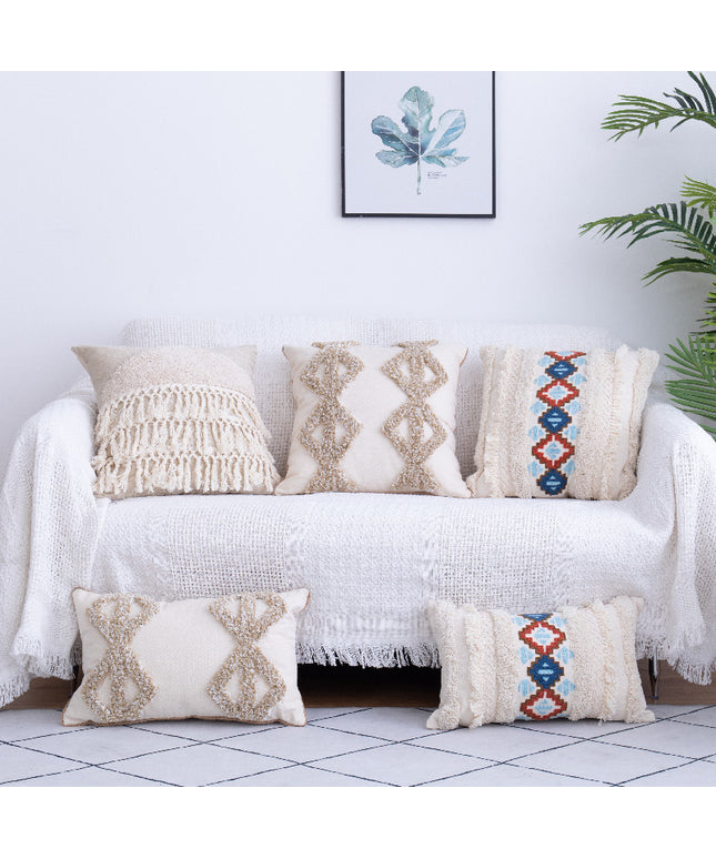 Tufted Moroccan Cushion Cover | Fringe Boho Pillowcase