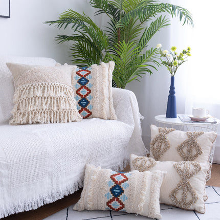 Tufted Moroccan Cushion Cover | Fringe Boho Pillowcase