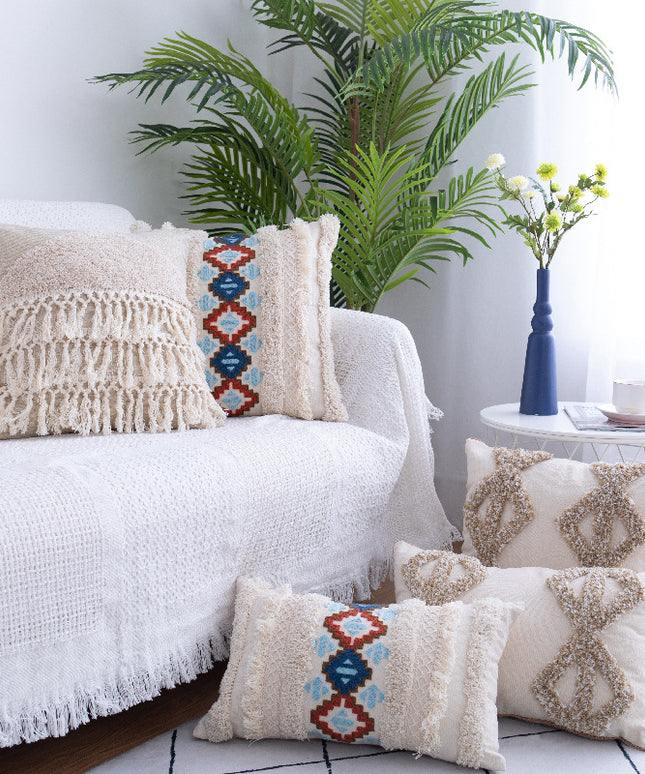 Tufted Moroccan Cushion Cover | Fringe Boho Pillowcase