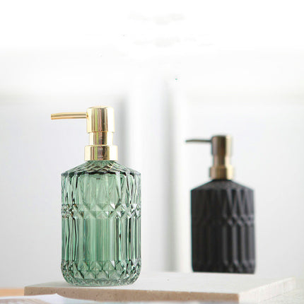 Glass Hand Soap Bottle 🛁 – Brushed Gold Pump, Green, Grey, or Black