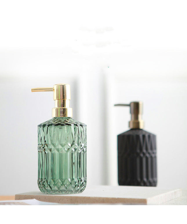 Glass Hand Soap Bottle 🛁 – Brushed Gold Pump, Green, Grey, or Black